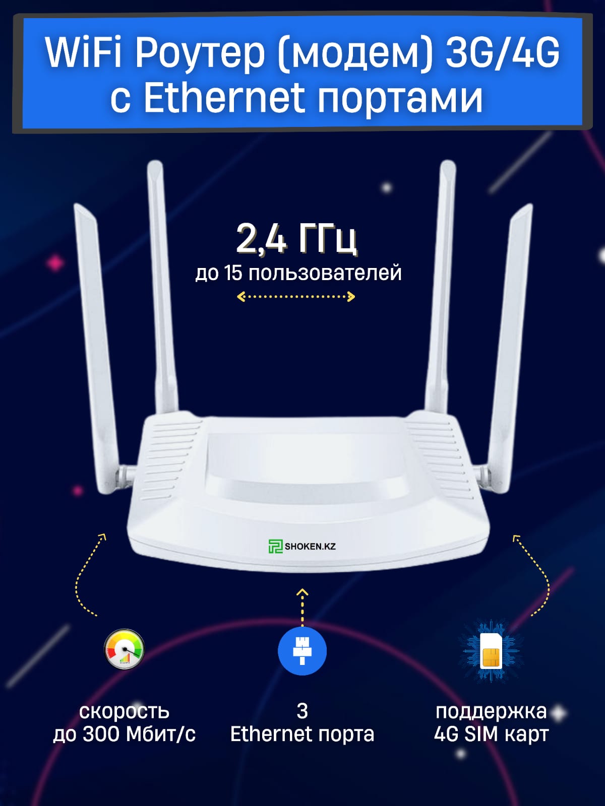 Роутер 4G LTE маршрутизатор стационарный YC 901 модем для интернета дома, в офис, в школу